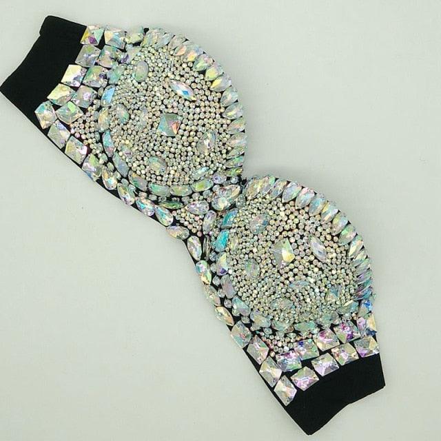 Rhinestone Bra Top Bustier - The Burner Shop