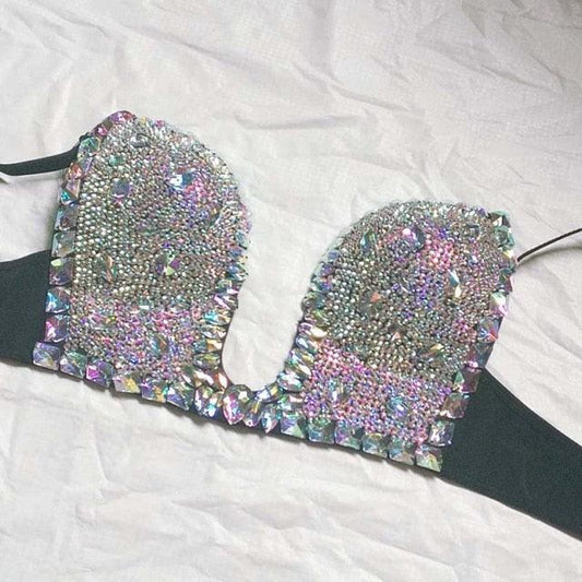 Rhinestone Bra Top Bustier - The Burner Shop