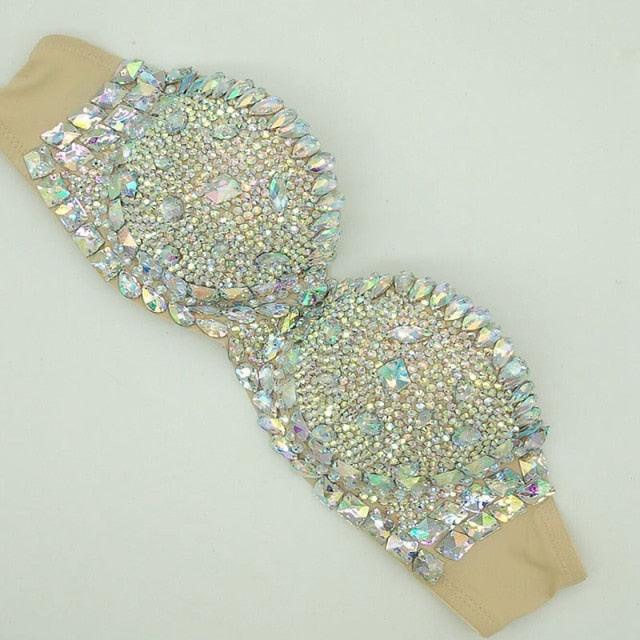 Rhinestone Bra Top Bustier - The Burner Shop