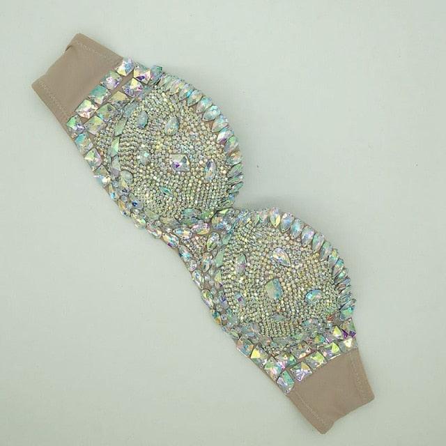 Rhinestone Bra Top Bustier - The Burner Shop