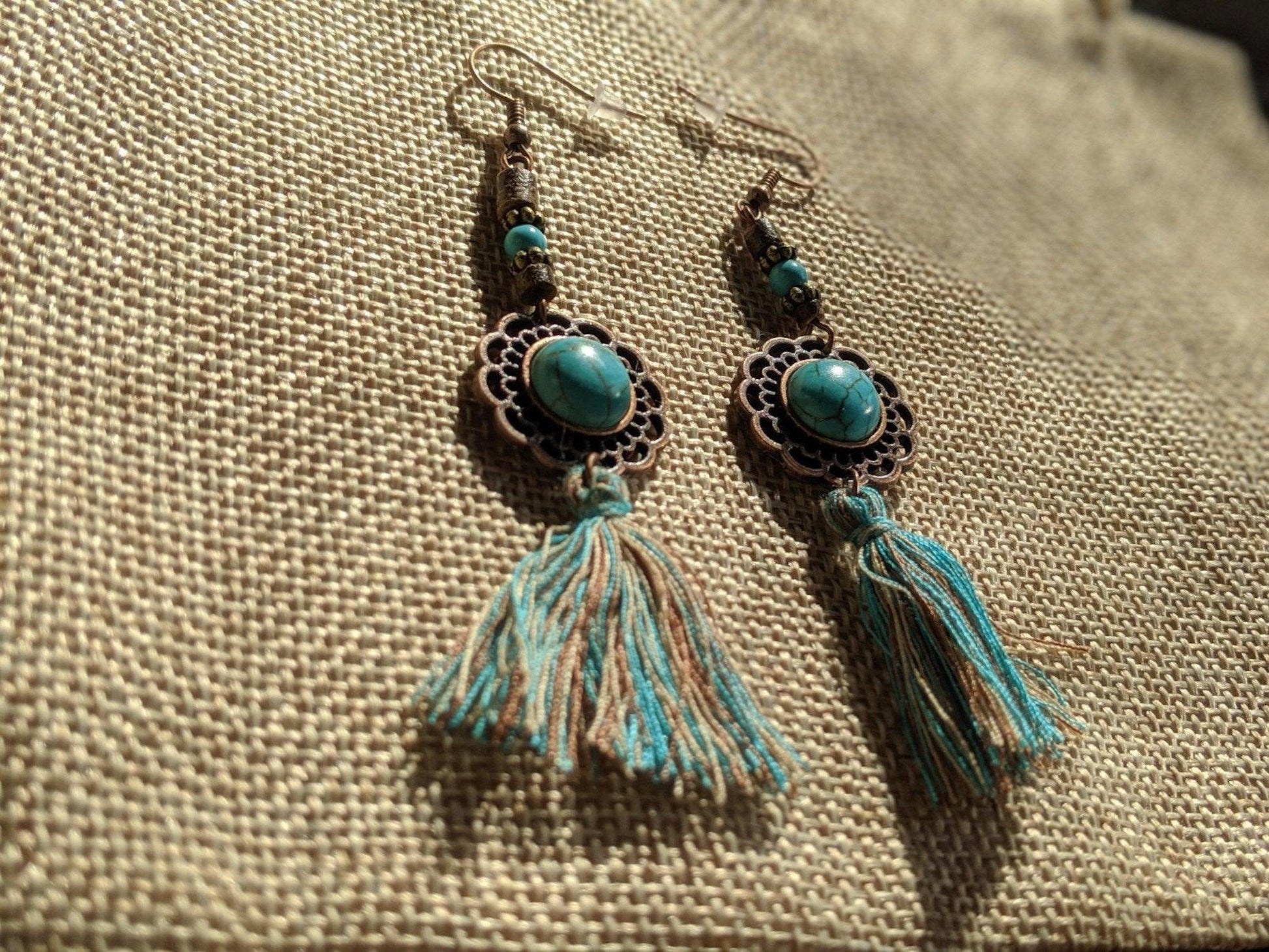 Rustic Bohemian Cotton Fringe Tassel Earrings Earrings - The Burner Shop