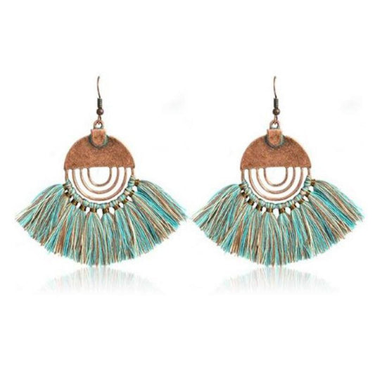 Rustic Round Fringe Tassel Earrings Earrings - The Burner Shop