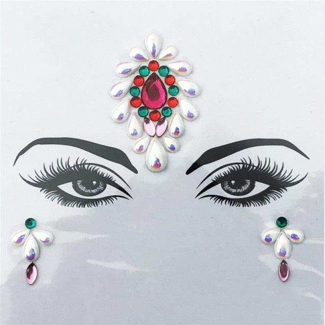 Self-adhesive Rhinestone Face Stickers Face Accessory - The Burner Shop