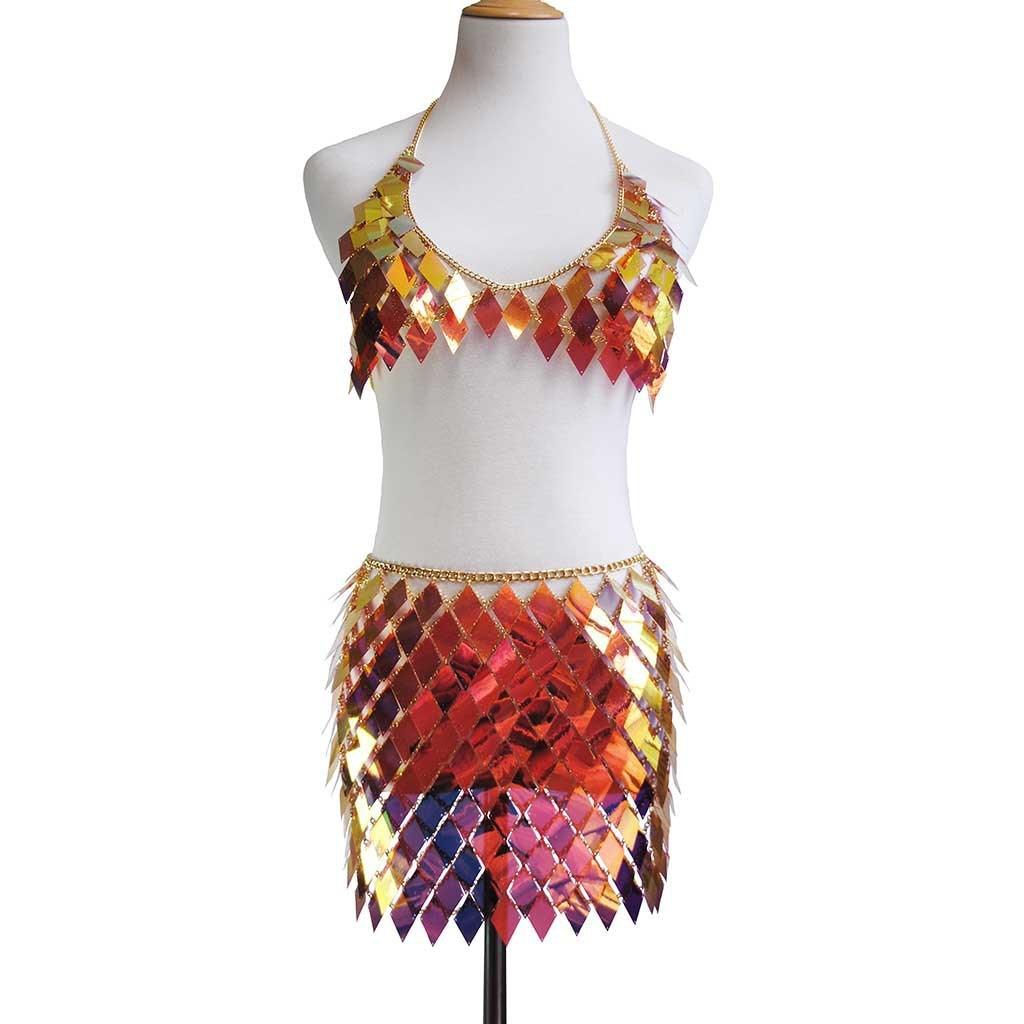 Sequins 2 Piece Mini Skirt & Halter Top Two Piece - The Burner Shop