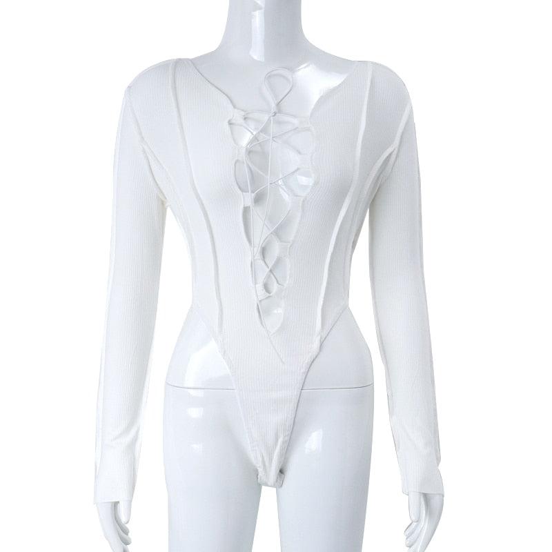 Sexy Cross Bandage Bodysuit Bodysuits - The Burner Shop