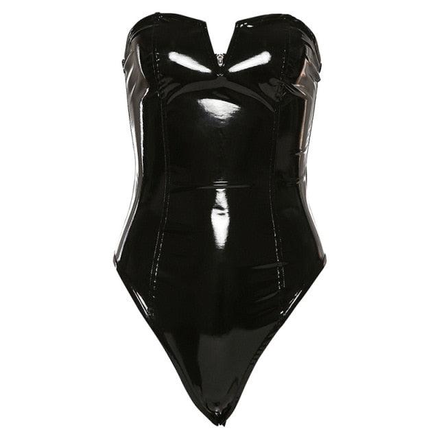 Sexy Latex Strapless Bodysuit Bodysuit - The Burner Shop