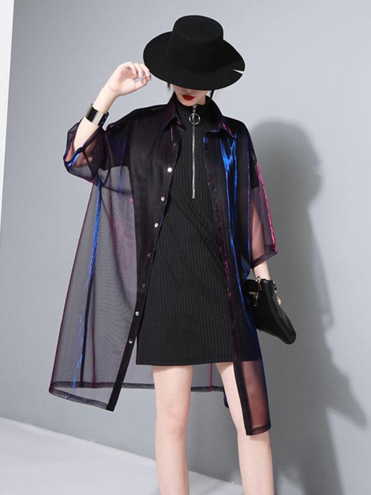 Sheer See-Through Long Shirt Shirts - The Burner Shop