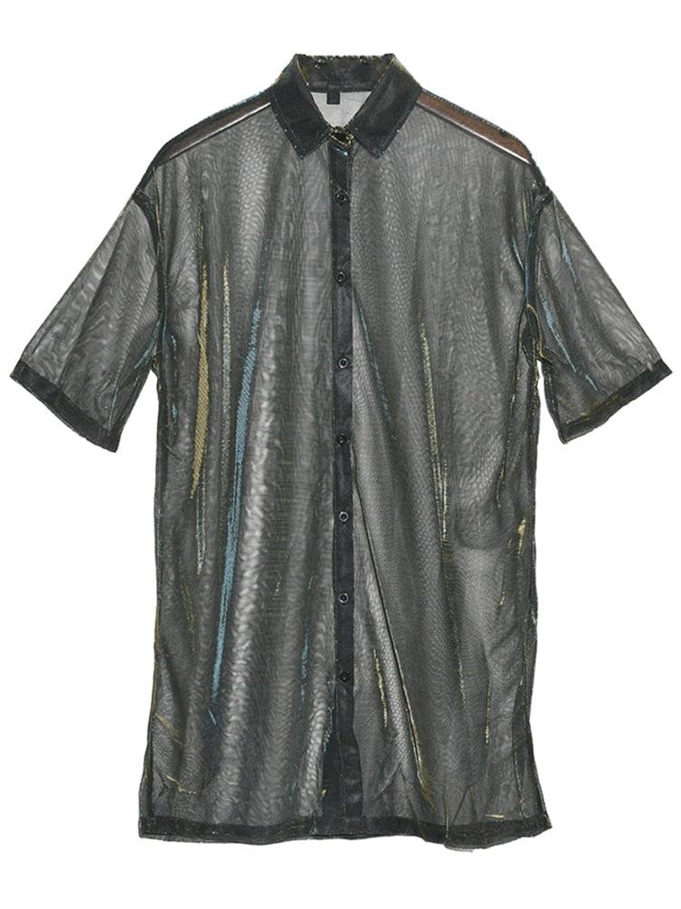 Sheer See-Through Long Shirt Shirts - The Burner Shop