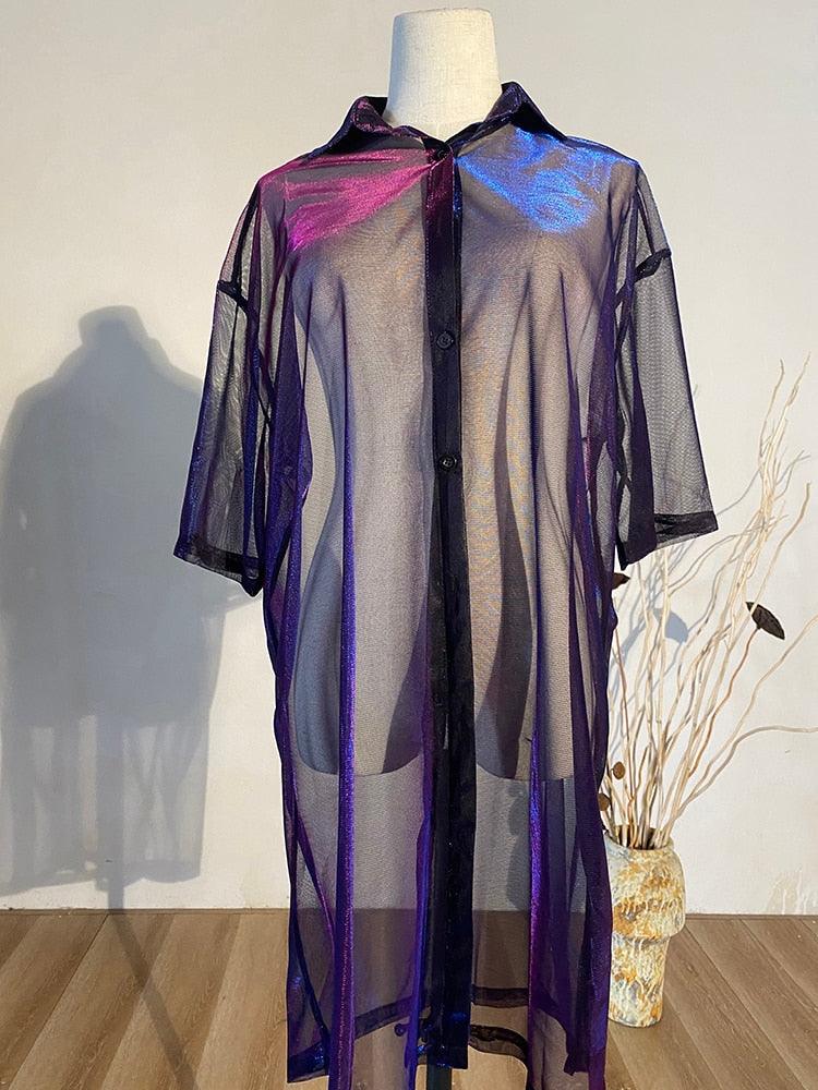 Sheer See-Through Long Shirt Shirts - The Burner Shop