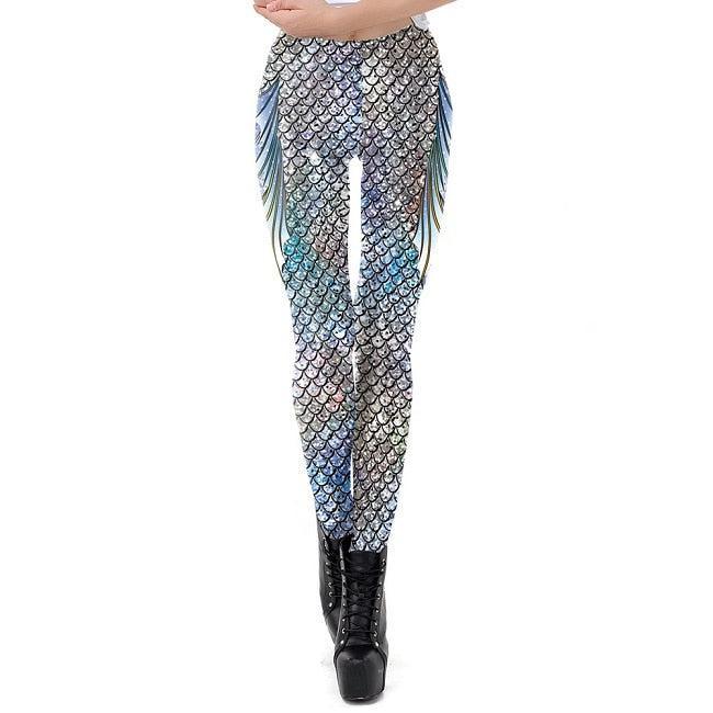 FCCEXIO Sexy Galaxy Mermaid Leggings Women Fish Scale Print