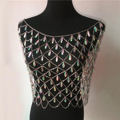 Shiny Metal Chain with Rhinestones Two piece - The Burner Shop