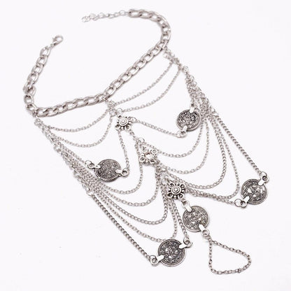 Silver Tassel Coin Pendant Chain Anklet Anklets - The Burner Shop