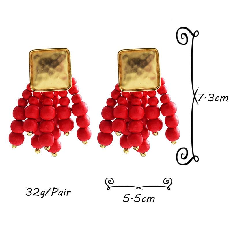 Statement Wooden Bead Drop Earrings Earrings - The Burner Shop