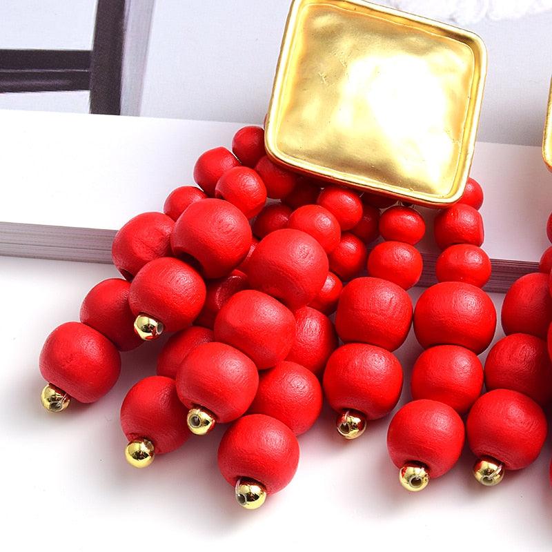 Statement Wooden Bead Drop Earrings Earrings - The Burner Shop