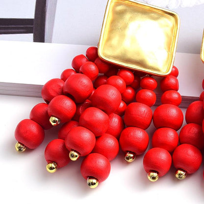 Statement Wooden Bead Drop Earrings Earrings - The Burner Shop