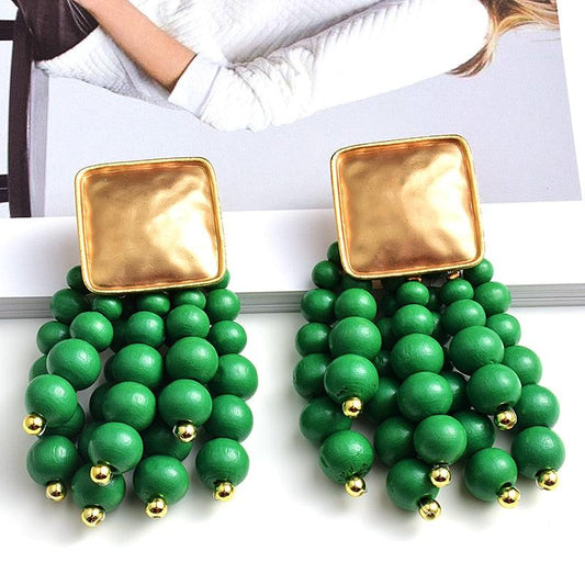 Statement Wooden Bead Drop Earrings Earrings - The Burner Shop