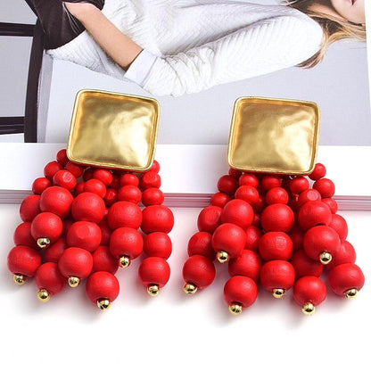 Statement Wooden Bead Drop Earrings Earrings - The Burner Shop