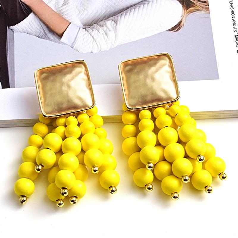 Statement Wooden Bead Drop Earrings Earrings - The Burner Shop
