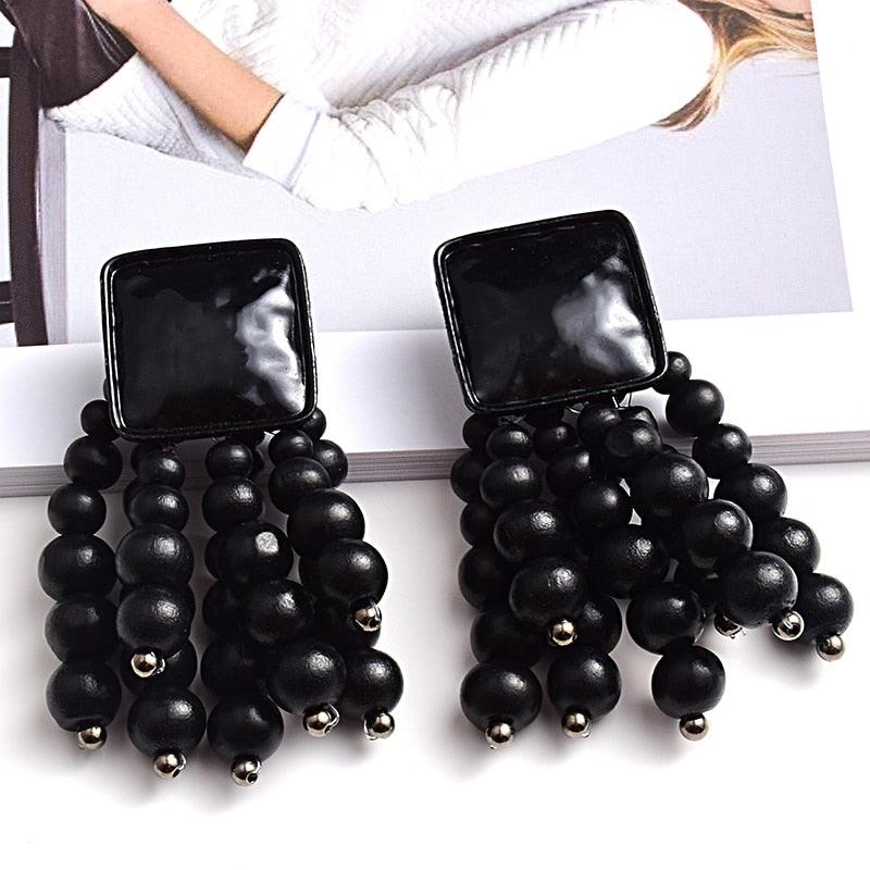Statement Wooden Bead Drop Earrings Earrings - The Burner Shop