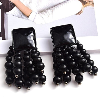 Statement Wooden Bead Drop Earrings Earrings - The Burner Shop