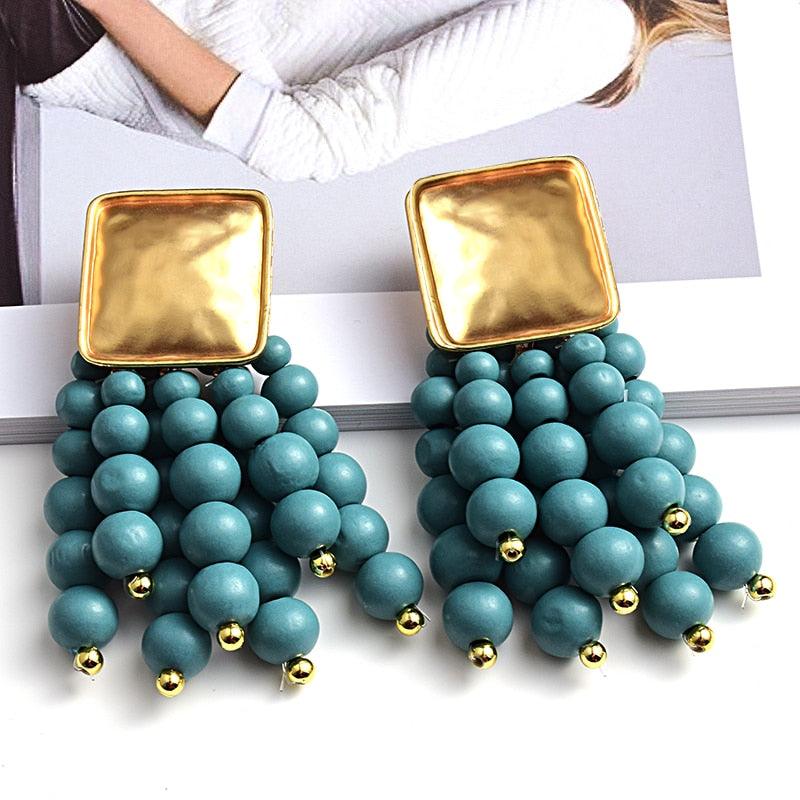 Statement Wooden Bead Drop Earrings Earrings - The Burner Shop