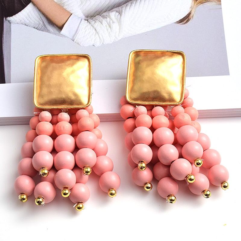 Statement Wooden Bead Drop Earrings Earrings - The Burner Shop
