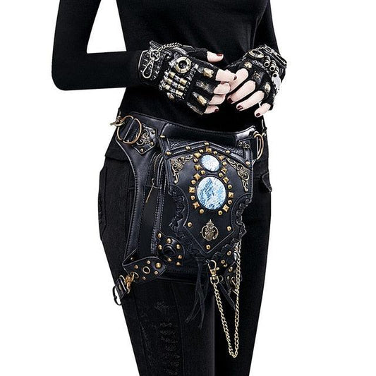 Steampunk Leather Waist Leg Bag Bags - The Burner Shop