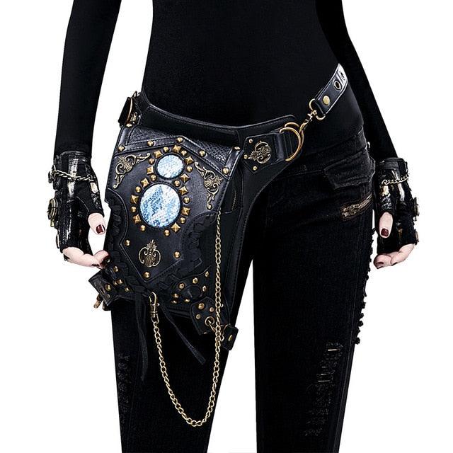 Steampunk Leather Waist Leg Bag Bags - The Burner Shop