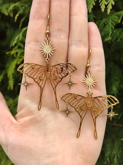 Sun Butterfly Drop Earrings Earrings - The Burner Shop