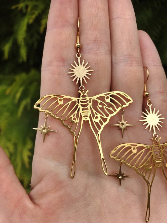 Sun Butterfly Drop Earrings Earrings - The Burner Shop