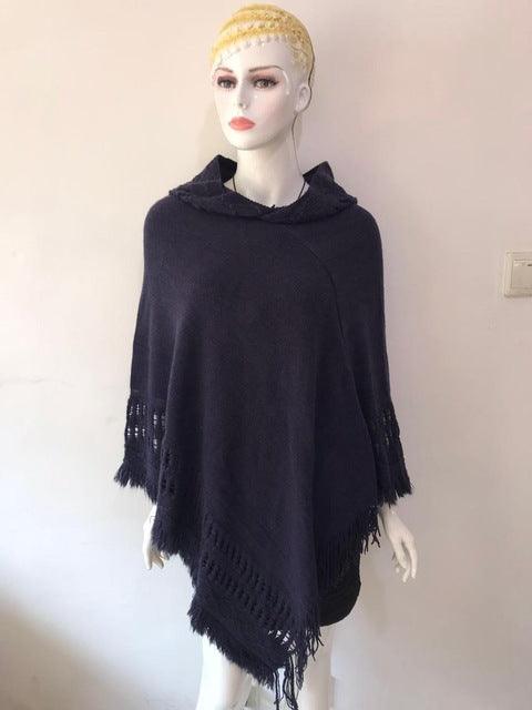 Tassel Hooded Poncho Ponchos - The Burner Shop