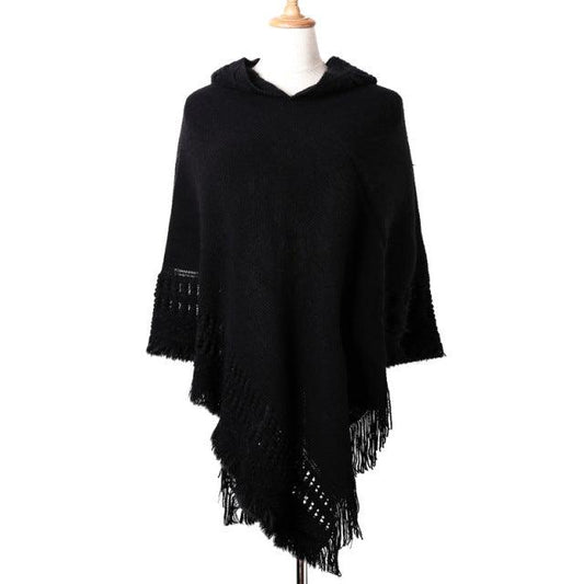 Tassel Hooded Poncho Ponchos - The Burner Shop