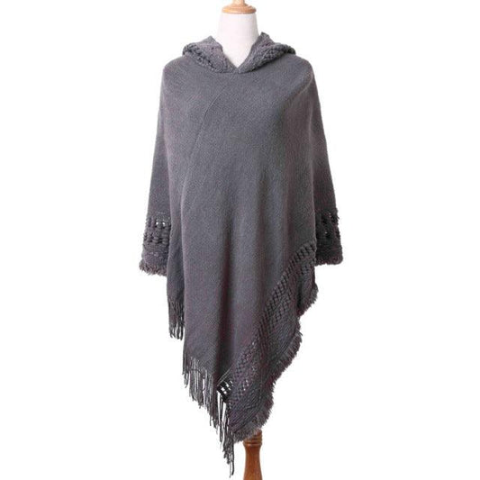 Tassel Hooded Poncho Ponchos - The Burner Shop