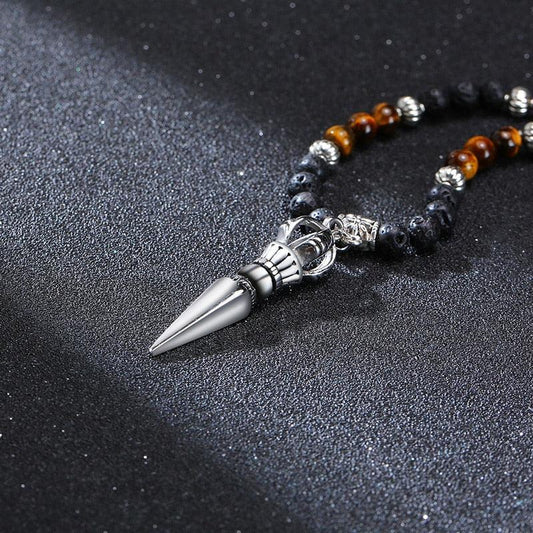 Tibetan Dagger Lava Stone Pendant Necklaces - The Burner Shop