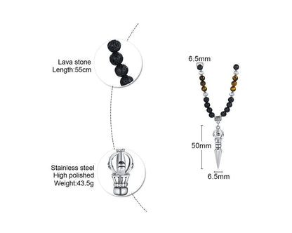 Tibetan Dagger Lava Stone Pendant Necklaces - The Burner Shop