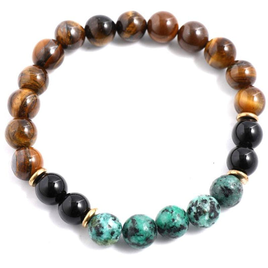 Tiger Eye Green Black Beaded Necklace Necklaces - The Burner Shop