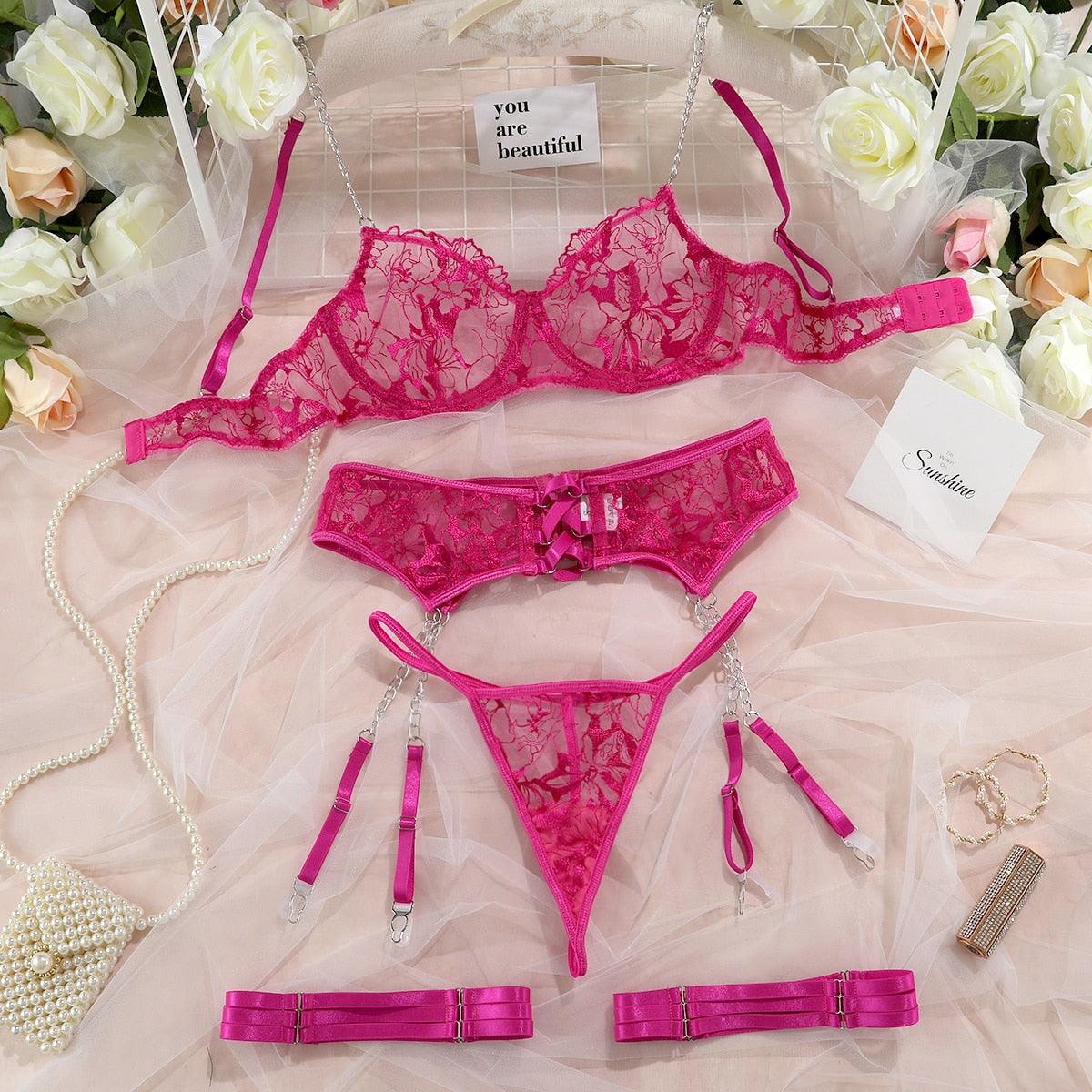 Transparent Lace Underwired Lingerie Set Bras - The Burner Shop