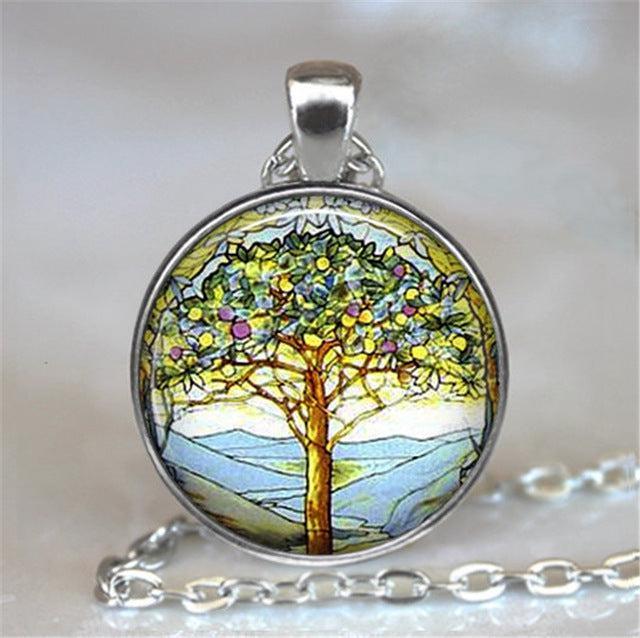 Tree Of Life Glass Cabochon Statement Necklace Necklaces - The Burner Shop