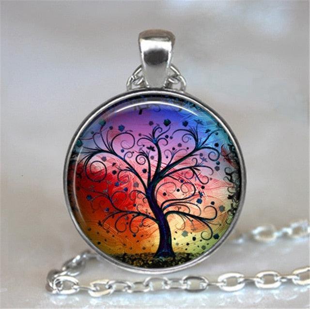 Tree Of Life Glass Cabochon Statement Necklace Necklaces - The Burner Shop