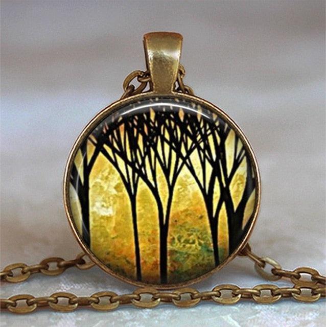 Tree Of Life Glass Cabochon Statement Necklace Necklaces - The Burner Shop