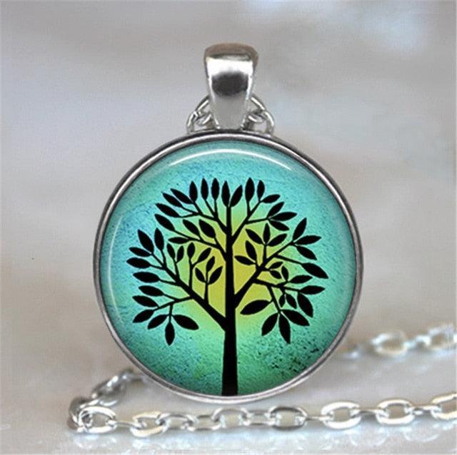 Tree Of Life Glass Cabochon Statement Necklace Necklaces - The Burner Shop