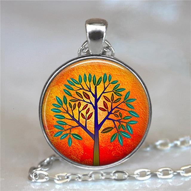 Tree Of Life Glass Cabochon Statement Necklace Necklaces - The Burner Shop