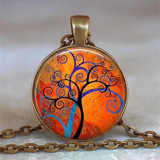 Tree Of Life Glass Cabochon Statement Necklace Necklaces - The Burner Shop
