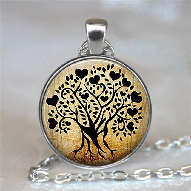 Tree Of Life Glass Cabochon Statement Necklace Necklaces - The Burner Shop