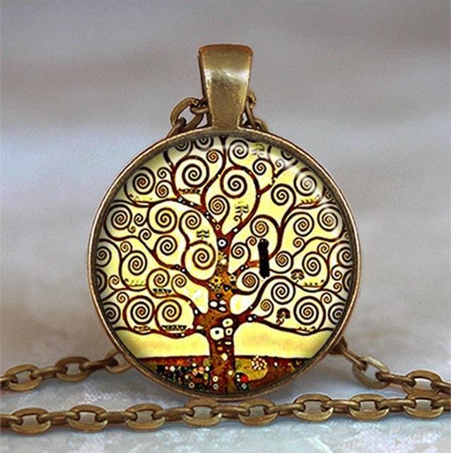 Tree Of Life Glass Cabochon Statement Necklace Necklaces - The Burner Shop
