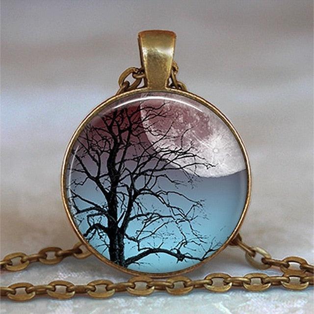 Tree Of Life Glass Cabochon Statement Necklace Necklaces - The Burner Shop