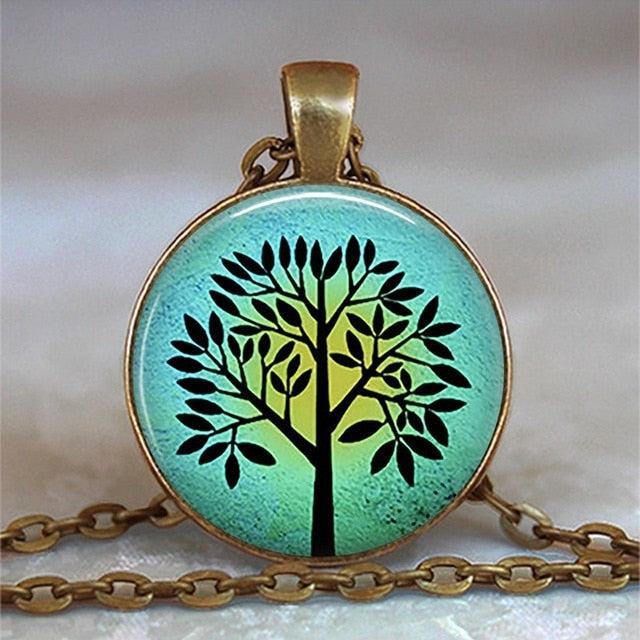 Tree Of Life Glass Cabochon Statement Necklace Necklaces - The Burner Shop
