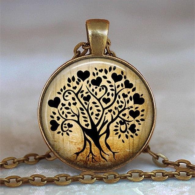 Tree Of Life Glass Cabochon Statement Necklace Necklaces - The Burner Shop