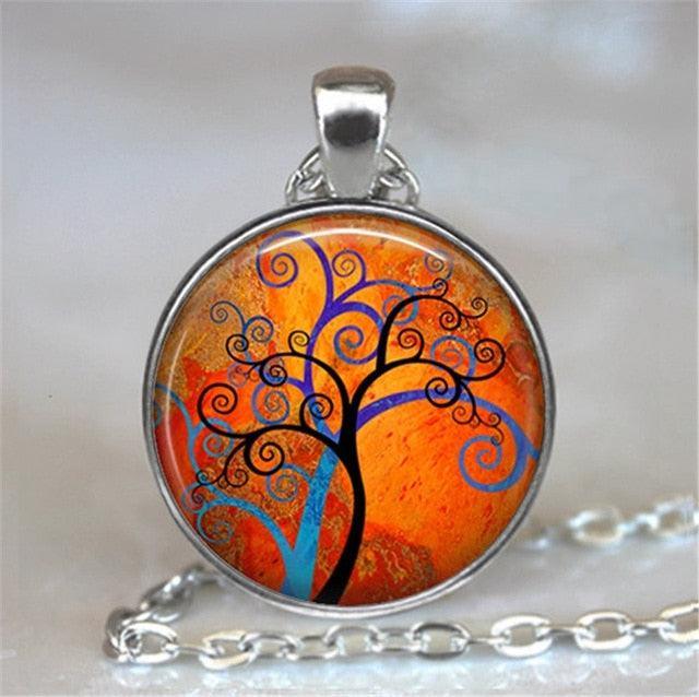 Tree Of Life Glass Cabochon Statement Necklace Necklaces - The Burner Shop