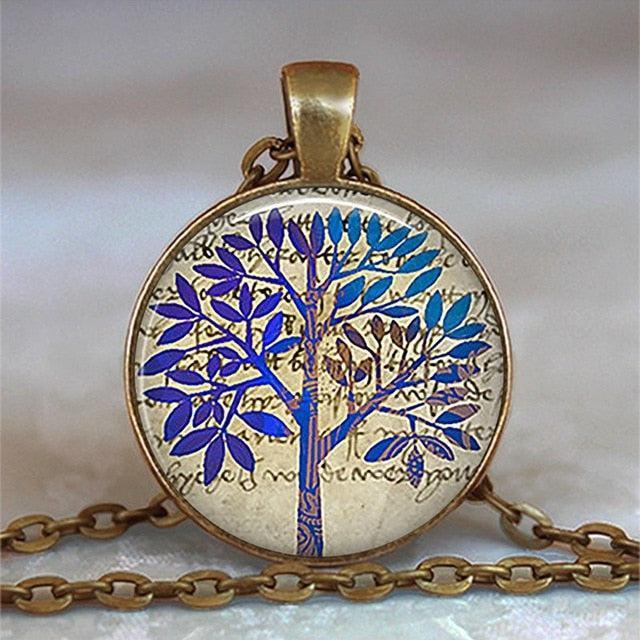 Tree Of Life Glass Cabochon Statement Necklace Necklaces - The Burner Shop